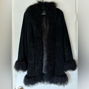 Beautiful leather with lamb fur coat